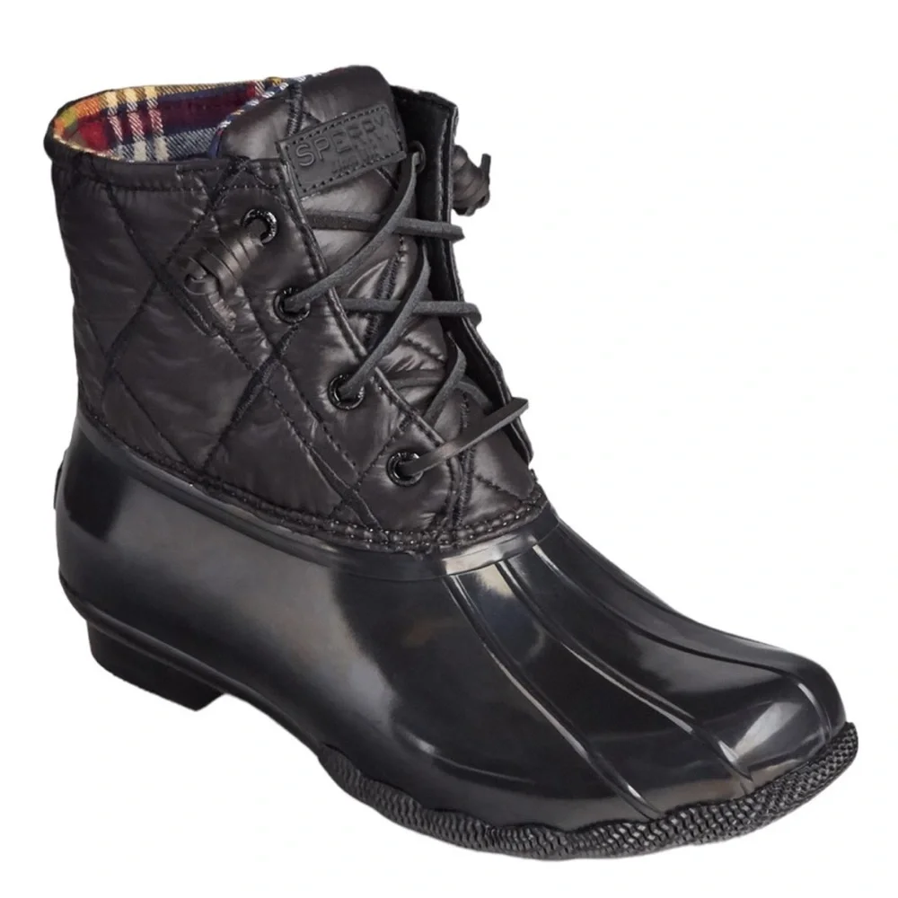 Sperry Women's Quilted Black Rain Boots